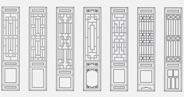 西塞山常用中式仿古花窗图案隔断设计图